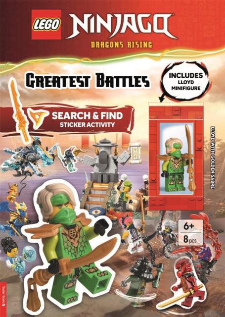 LEGO® NINJAGO®: Greatest Battles Search & Find Sticker Activity Book (with Lloyd minifigure and Golden Sabre) - 9781837251742