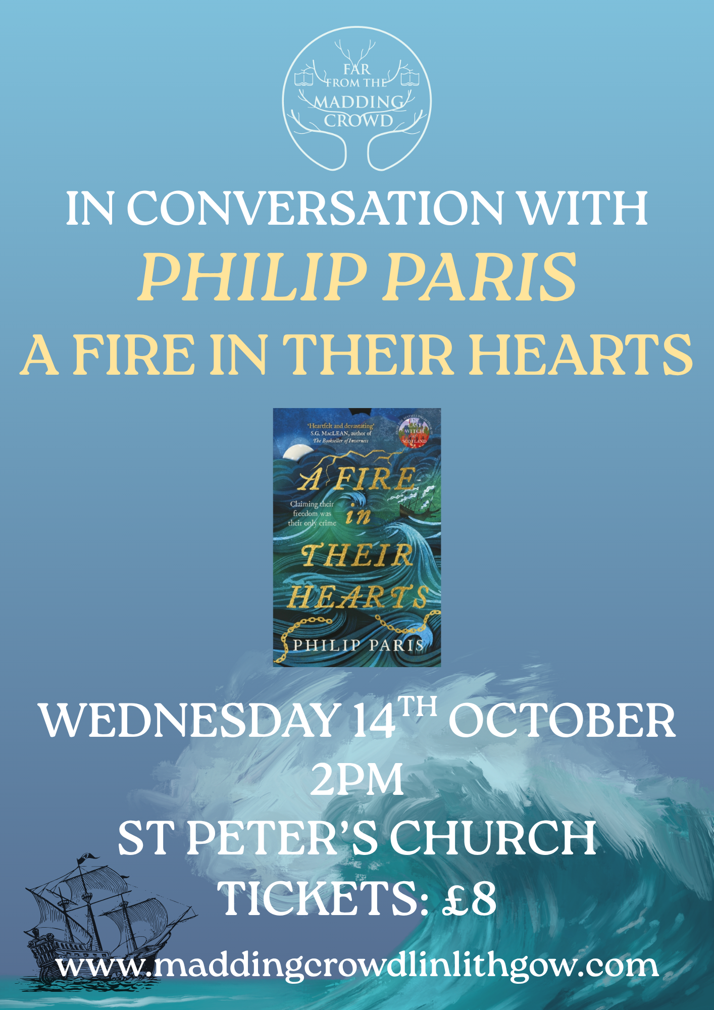 Author Talk with Philip Paris, A Fire in their Hearts, Wednesday 14th October, 2.00pm